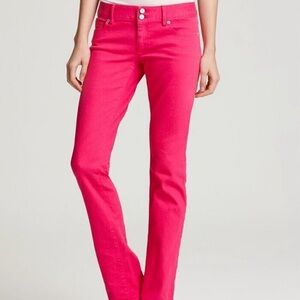 Lilly Pulitzer Worth Straight Leg Jeans Punch Pink #35438 Sz 10 Preppy Coastal